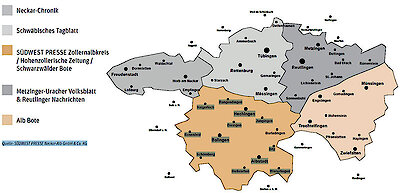 Verbreitungsgebiet Schwäbisches Tagblatt